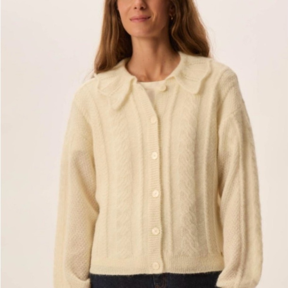 Chic Cream Button-Up Cardigan